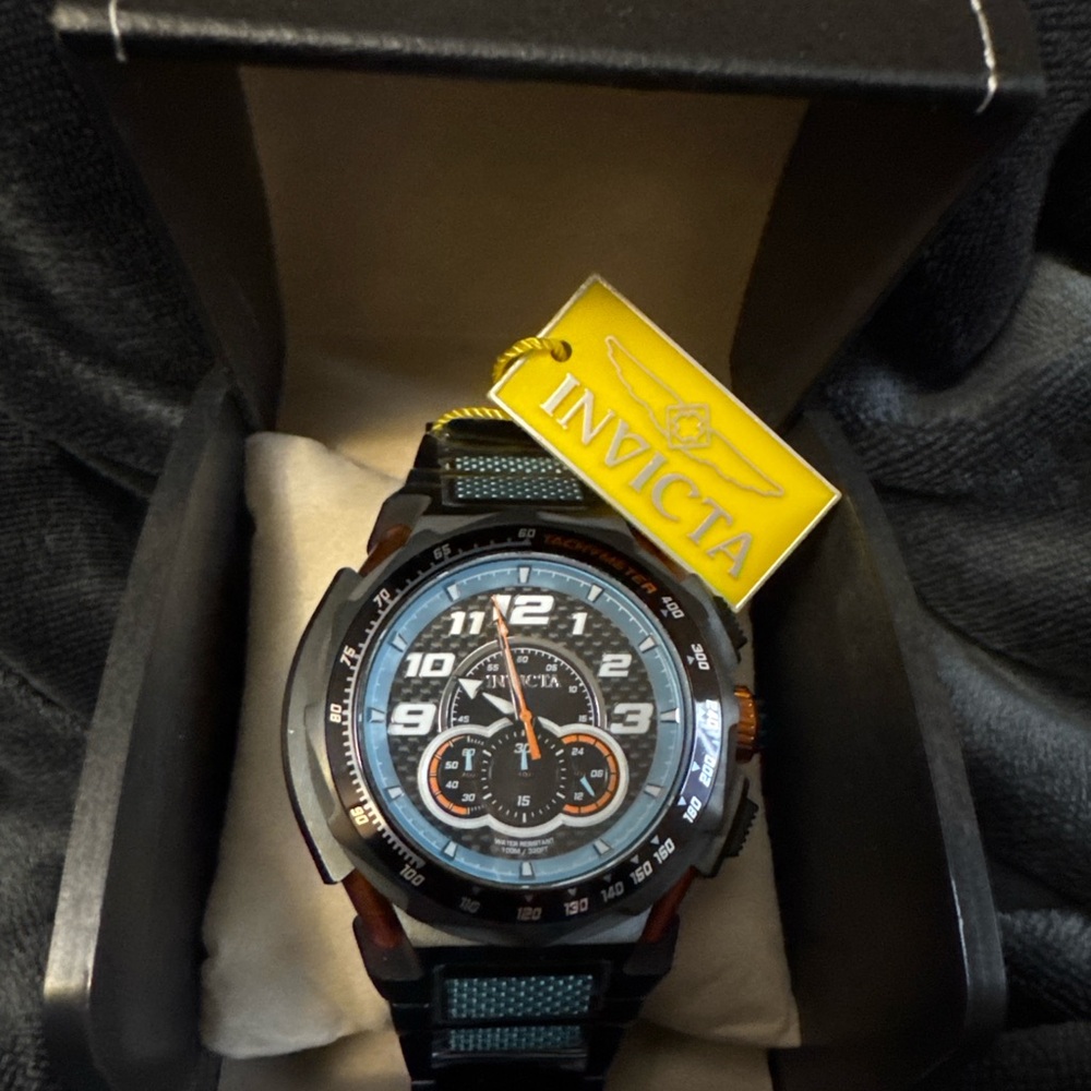 Invicta Men's Black and Orange Watch